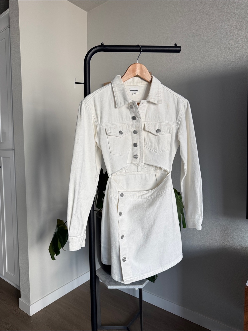 superdown White Cutout Denim Jacket Dress